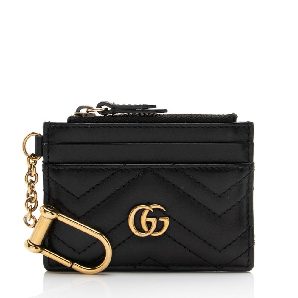 Gucci Matelasse Leather GG Marmont Keychain Card Holder
